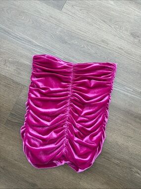 Zara Ruched Velvet Tube Top - Hot Pink Sz S